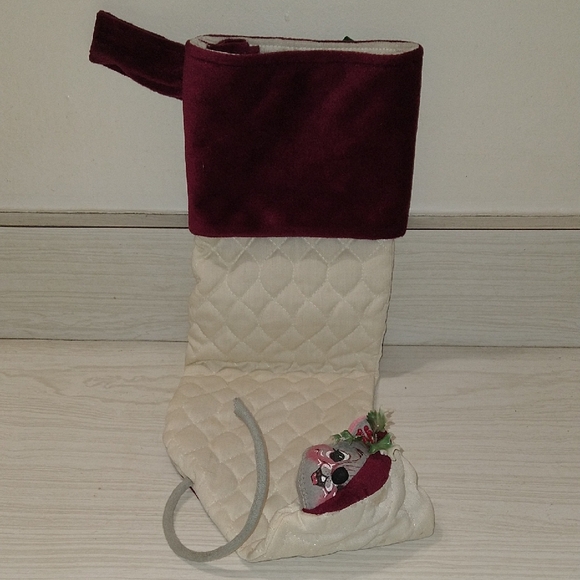 Vintage 1986 Annalee Christmas Stocking with Mouse Design - Picture 2 of 5